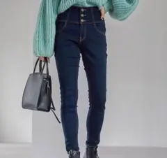Heather ハイウエスト スキニーデニムパンツ インディゴ