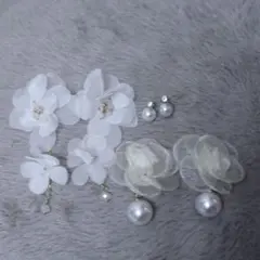花モチーフ ホワイトピアス パールピアス ウェディング
