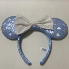 水色ハート柄リボン付きカチューシャ