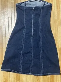 ダークデニム ストラップレス タイトスカート
