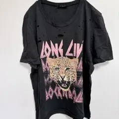 半袖Tシャツ ブラック Mサイズ 半袖Tシャツ プリント ダメージ加工