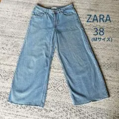 ZARA ライトブルーデニムワイド パンツ ジーンズ サイズM