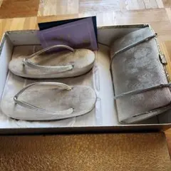 和装用バッグ 草履 セット ゴールド 青海波のサムネイル