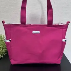 A4●ピンク帆布●裏地ハート柄●サイドポケット●ハンドメイド●トートバッグ