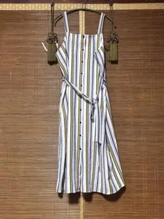ワンピース ストライプノースリーブシャツワンピース