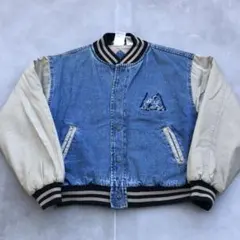 MICKEY MOUSE ミッキーマウス 切替 スタジャン 刺繍ロゴ 90s