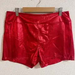 ノーブランド ショートパンツ ホットパンツ L 赤 ポリエステル ダンス 衣装