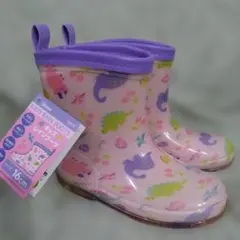 Skater キッズ レインブーツ 16cm 恐竜柄　履き口の反射材付きのサムネイル