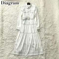 未使用級✨ダイアグラム 現行 ワンピース 配色ステッチ ロング ベルト キャミ付