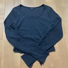 GU 長袖 リブカットソー 黒 Mサイズ