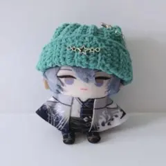 にじぱぺっと ネコ耳風ニット帽　グリーン　10cm ぬい帽子