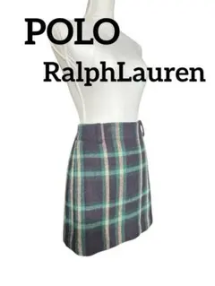 POLO RalphLauren チェック柄タイトスカート M 羊毛　アルパカ