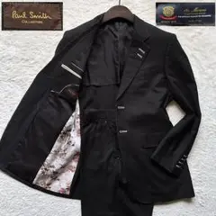 【美品】ポールスミスコレクション×デルフィノ　スーツ　裏地花柄　ステッチ　黒　M