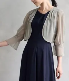 【美品】エメ　ドットチュールボレロ　カーディガン　結婚式披露宴　半袖上着M