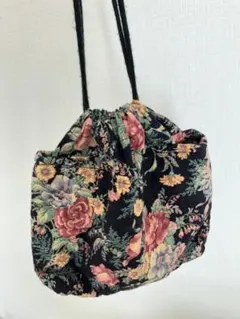 vintage花柄巾着バッグ