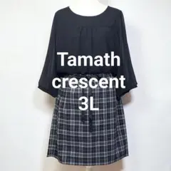 ✨新品未使用✨ 大きいサイズ 3L シフォン ワンピース チェック ドッキング黒