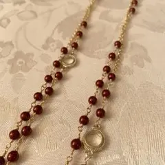 スワロフスキーパールビーズ　ネックレス　赤に金