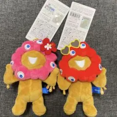 大阪万博ミャクミャク　日焼け　ハイビスカス　ぬいぐるみ 赤 ピンク 2体セット