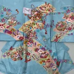 新品（純古典仕様）お宮参り 産着 祝着のきもの　京友禅染　四季花王朝鈴文辻が花染