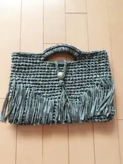 ズパゲッティ☆カモフラ柄 手持ちフリンジバッグ