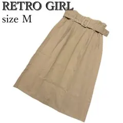 RETRO GIRL ベルト付きロングタイトスカート M 綿100 美シルエット