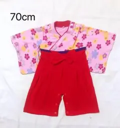 花柄着物とショートオールセット 70cm