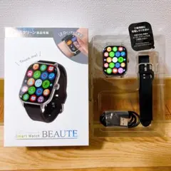 【美品】BEAUTE スマートウォッチ 2.0インチ シルバー ベルトブラック