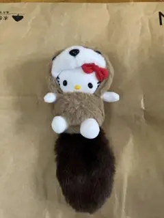 ハローキティ しっぽ倶楽部 ぬいぐるみ型キーホルダー アライグマ 希少】ハローキティ しっぽ倶楽部 ぬいぐるみ型キーホルダー