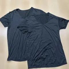 エアリズム ブラック VネックTシャツ 2枚セット XL