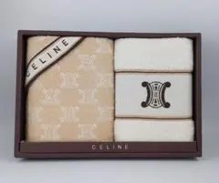 CELINE フェイスタオル 2枚セット 34×75cm ベージュ 綿100%