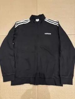 adidas 黒 ジップアップジャケット 3本ライン