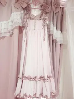 chalmiere レースアップフリルジャンパースカートヘッドドレスセット