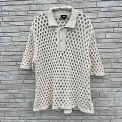 STUSSY ポロシャツ　L　ナチュラル　メッシュ　ニットのサムネイル