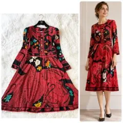 近年美品 LEONARD レオナール シルクウール 花柄 ワンピース 40 - メルカリ