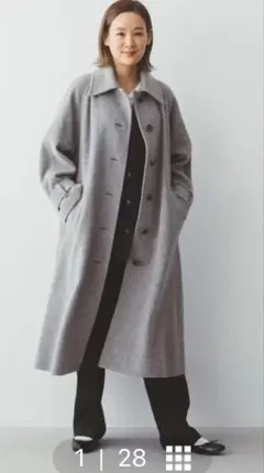 かろやかに揺れるウールロングコート / ウォームグレー（Mサイズ）