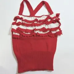 美品 MILK ミルク ビスチェ ニットキャミ フリル ニット 赤白 春夏 M