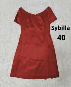 美品⭐️Sybilla シビラ レッド 半袖 Aラインワンピース　サイズ40のサムネイル