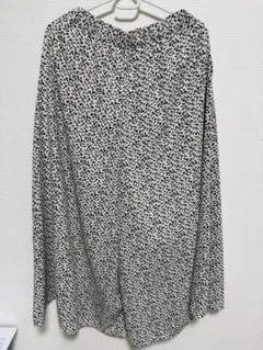 ポケット付き ガウチョパンツ 花柄 白黒 きれいめ 大人 ゴムウエスト Mサイズ