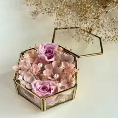 リングピロー プリザーブドフラワー　ガラスケース