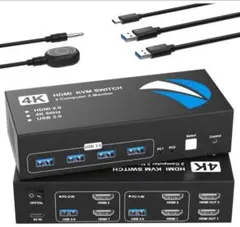 KVMスイッチ HDMI 2入力2出力 4K@60Hz KVM HDMI切替器