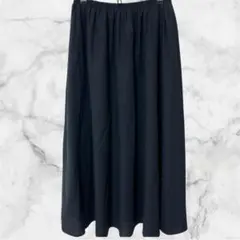 クラシカルエルフ ロングスカート マキシ丈 フレア 麻 裏地あり L ブラックのサムネイル