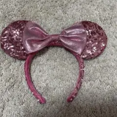 ディズニー　ミニー　カチューシャ　スパンコール　ピンク