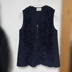 UNITEDARROWS フラワーチュールニットベスト黒ユナイテッドアローズ