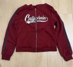 ジップパーカー 赤 短丈 ショート丈 上着 パーカー