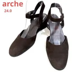 arche アルシュ サンダル パンプス 38 24cmブラウン スエード調のサムネイル