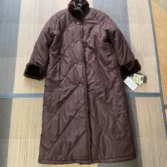 ブラウン キルティング ロングコート