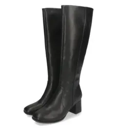 スクエアトゥヒールロングブーツ