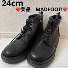 【美品❤️】MAD FOOT! 厚底レースアップショートブーツ ブラック　24cm