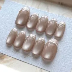 現品　フレンチ　ピンク系　ブラウン系　マグネット　水光　ちゅるん　ネイルチップ