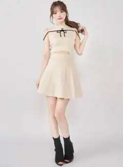 ダーリッチ　ウエストオープンストリングニットミニワンピース　Darich